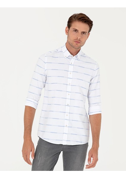 Mavi Slim Fit Uzun Kollu Gömlek