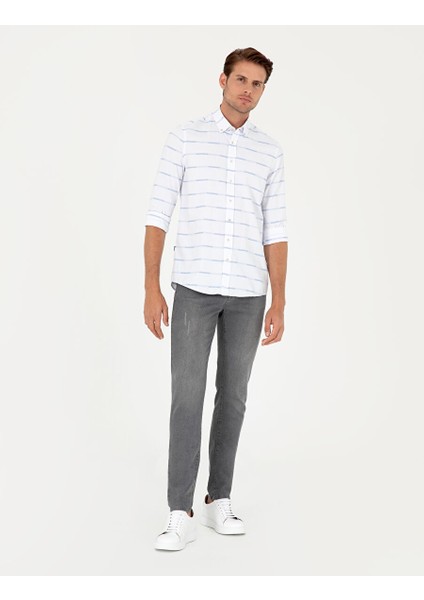 Mavi Slim Fit Uzun Kollu Gömlek