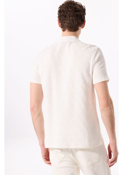 Kırık Beyaz Erkek Basic %100 Pamuk Merserize Kumaş Polo T-Shirt F5SM-TST 2734 indirimleri