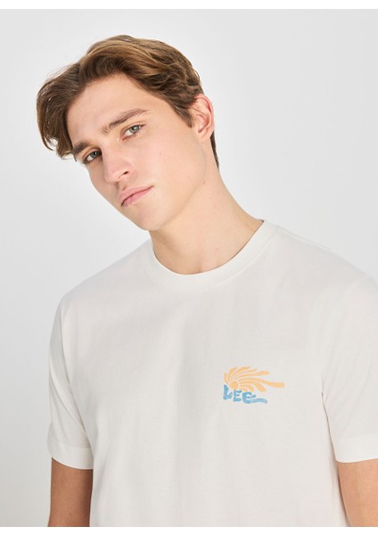 Ekru Erkek Regular Fit T-Shirt LD725771543 Regular Fit Grafik