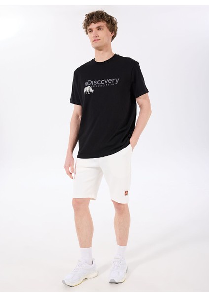 D4SM-TST3312 Siyah Bisiklet Yaka Basic Baskılı Erkek T-Shirt