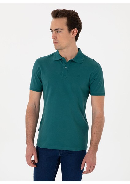 Yeşil Erkek Slim Fit Polo T-Shirt Sunny
