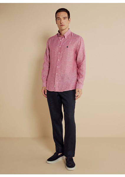 Pembe Erkek Düğmeli Regular Fit Gömlek BBSS25MSH012