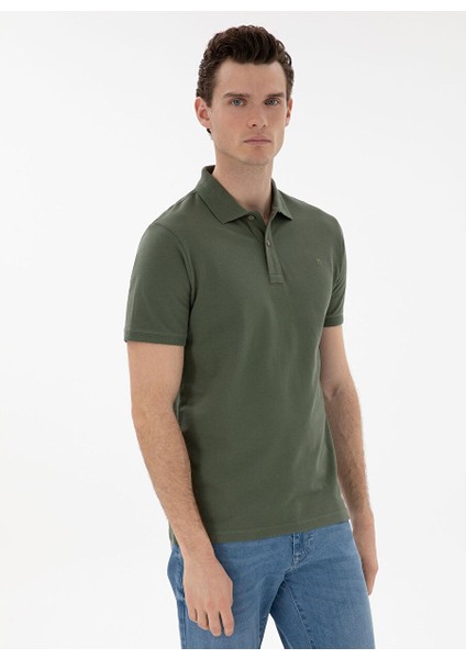 Haki Erkek Slim Fit Polo T-Shirt Sunny