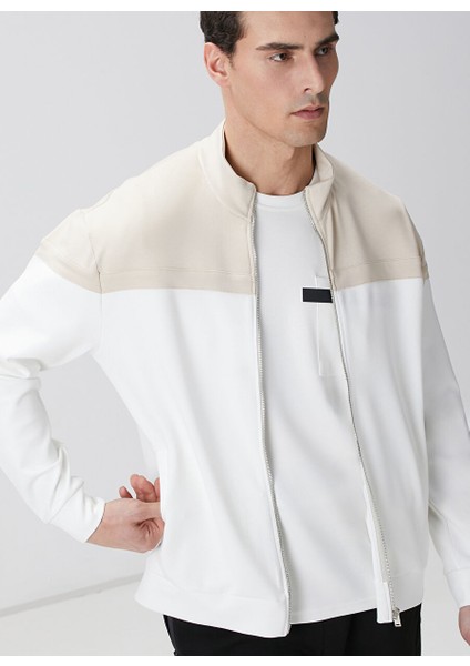 Ekru Erkek Dik Slim Fit Sweatshirt 1095058