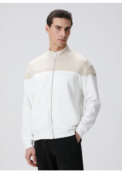 Ekru Erkek Dik Slim Fit Sweatshirt 1095058