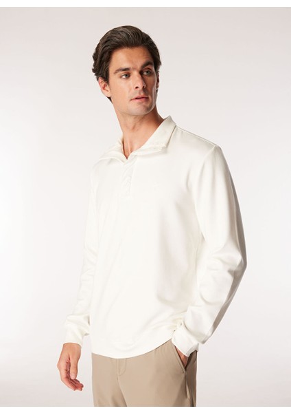 Ekru Erkek Dik Yaka Basic Sweatshirt F4WM-SWT 2113