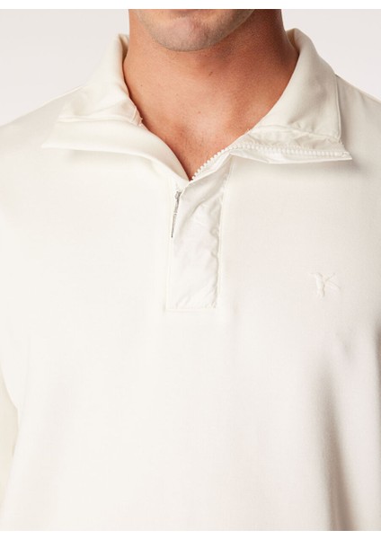 Ekru Erkek Dik Yaka Basic Sweatshirt F4WM-SWT 2113