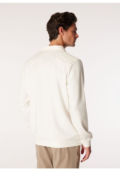 Ekru Erkek Dik Yaka Basic Sweatshirt F4WM-SWT 2113