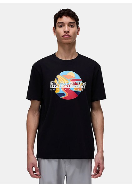 NP0A4IE69411-S-VALDOR Ss Siyah Relaxed Erkek T-Shirt