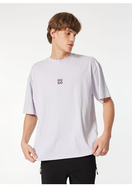 Açık Mor Erkek Oversize Düz T-Shirt 50521269_DFLOFIRE