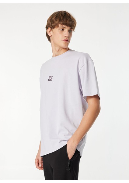 Açık Mor Erkek Oversize Düz T-Shirt 50521269_DFLOFIRE