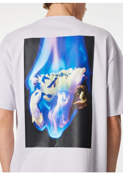 Açık Mor Erkek Oversize Düz T-Shirt 50521269_DFLOFIRE