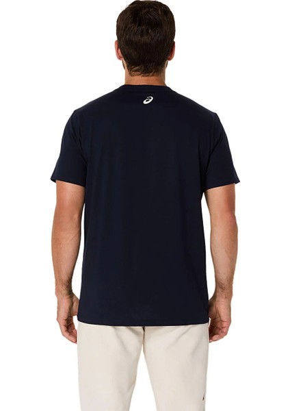 Lacivert Erkek Normal Baskılı T-Shirt 2031E188-403 Asıcs Logo Ss Tee