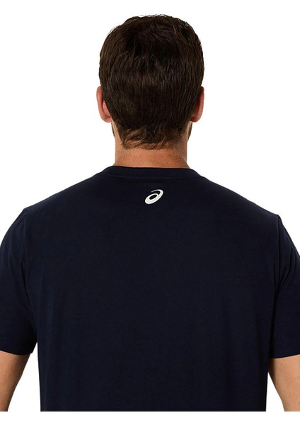 Lacivert Erkek Normal Baskılı T-Shirt 2031E188-403 Asıcs Logo Ss Tee