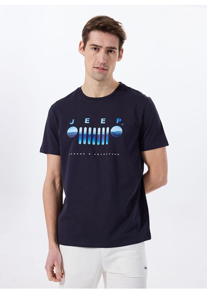 Lacivert Erkek Relaxed Baskılı T-Shirt J5SM-TST7293 modelleri