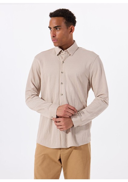 Gmg Fırenze Bej Erkek Düğmeli Slim Fit Gömlek GU25MSS02219