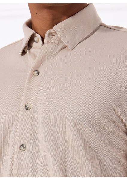 Gmg Fırenze Bej Erkek Düğmeli Slim Fit Gömlek GU25MSS02219