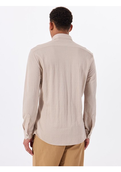 Gmg Fırenze Bej Erkek Düğmeli Slim Fit Gömlek GU25MSS02219