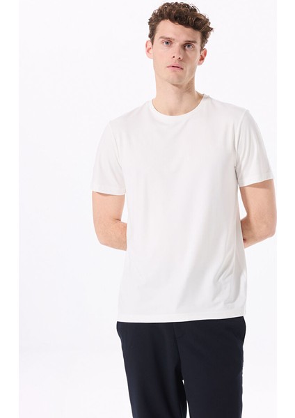 Ekru Erkek Basic Rayon Karışımlı T-Shirt F5SM-TST 2778 modelleri