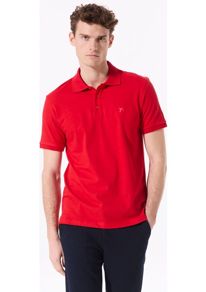 Kırmızı Erkek Regular Fit Düz Polo T-Shirt Legolas Y