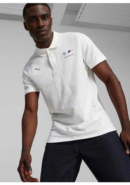 62415401 Bmw Mms Polo Puma Black Beyaz Regular Fit Erkek T-Shirt