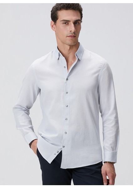 Gri Erkek Alttan Britli Slim Fit Gömlek 1094108
