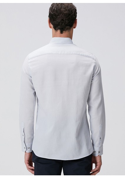 Gri Erkek Alttan Britli Slim Fit Gömlek 1094108