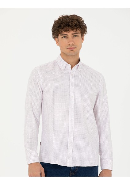 Bordo Slim Fit Uzun Kollu Gömlek