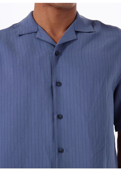 Gmg Fırenze Mavi Erkek Apaş Slim Fit Gömlek GU25MSS02215
