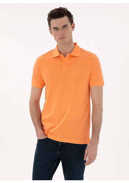 Turuncu Erkek Slim Fit Polo T-Shirt Sunny