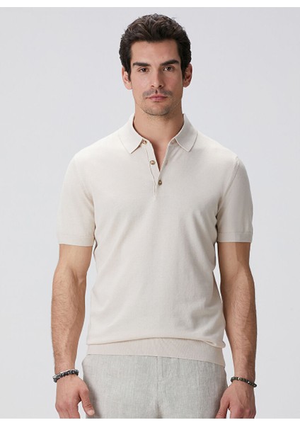 Bej Erkek Polo Slim Fit Kazak 1090454