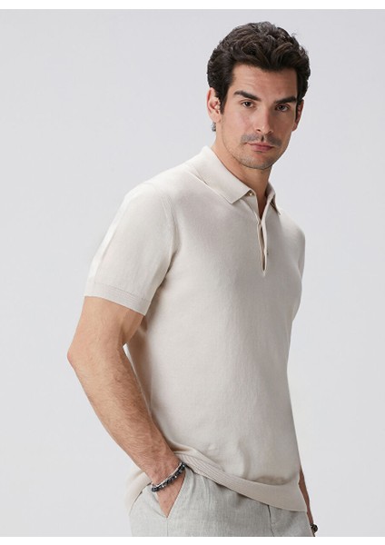 Bej Erkek Polo Slim Fit Kazak 1090454
