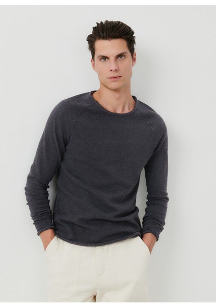 Antrasit Melanj Erkek Bisiklet Yaka T-Shirt MSON24GE25ANTHCH