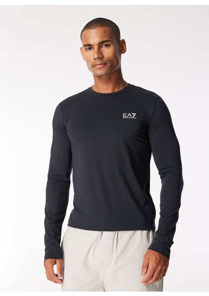 Bisiklet Yaka Lacivert Erkek T-Shirt 8NPT55PJM5Z