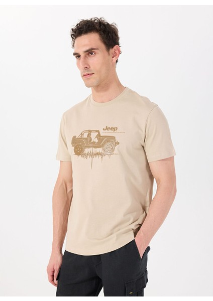 Deve Tüyü Erkek Relaxed Baskılı T-Shirt J5SM-TST7385