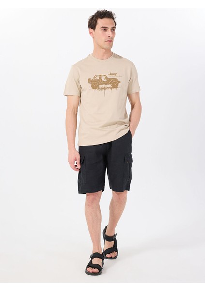 Deve Tüyü Erkek Relaxed Baskılı T-Shirt J5SM-TST7385