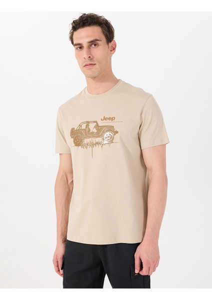 Deve Tüyü Erkek Relaxed Baskılı T-Shirt J5SM-TST7385