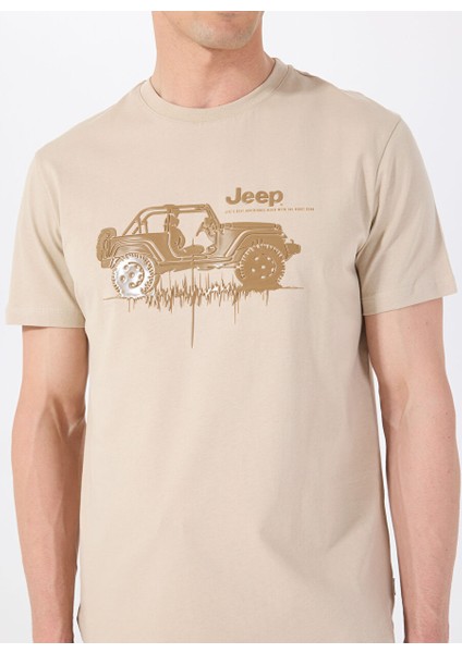 Deve Tüyü Erkek Relaxed Baskılı T-Shirt J5SM-TST7385