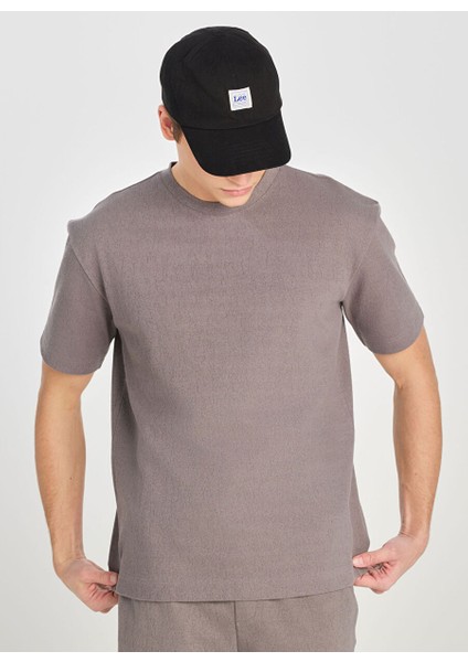 Gri Erkek Relaxed T-Shirt L2510271035 Relaxed Fit Dokulu fırsatları