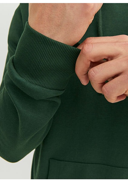 Kapüşon Yaka Koyu Yeşil Erkek Sweatshırt 12182537_JJEBASIC Sweat Hood Noos