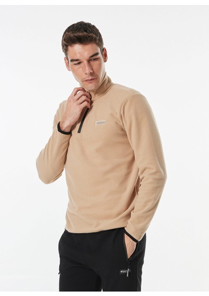 Bej Erkek Dik Yaka Basic Polar Sweatshırt D4WM-SWT3993