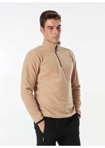 Bej Erkek Dik Yaka Basic Polar Sweatshırt D4WM-SWT3993