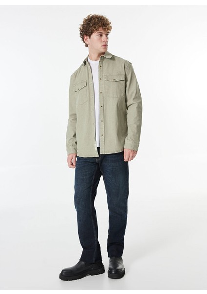 Relaxed Yıkamalı Bej Erkek Denim Gömlek M4WM-GML-1824