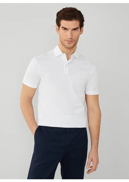 Beyaz Erkek Slim Fit Polo T-Shirt HM563205 fiyatları