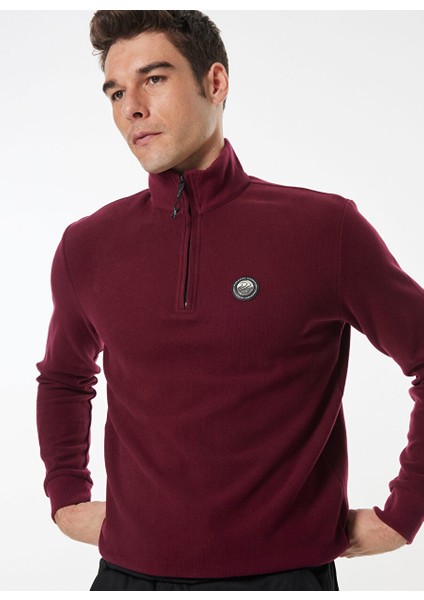 Mürdüm Erkek Fermuarlı Yaka Relaxed Sweatshirt D4WM-SWT3930