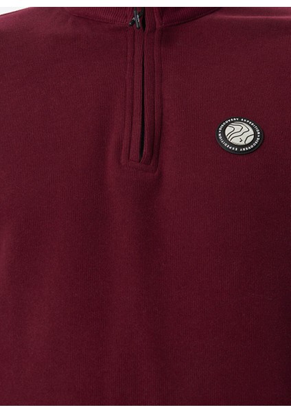 Mürdüm Erkek Fermuarlı Yaka Relaxed Sweatshirt D4WM-SWT3930