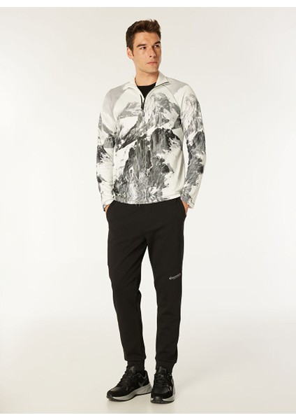Beyaz Erkek Fermuarlı Basic Desenli T-Shirt D4WM-TST3998