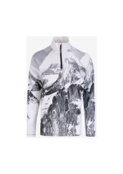 Beyaz Erkek Fermuarlı Basic Desenli T-Shirt D4WM-TST3998