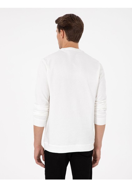Ekru Regular Fit Bisiklet Yaka Sweatshirt